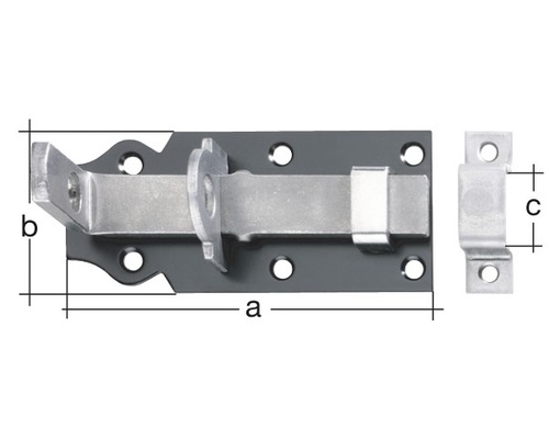 Slotbout met vlakke handgreep en lus 120 x 44 mm, roestvrij staal