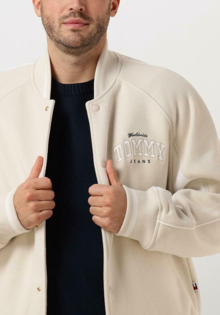 TOMMY JEANS beige tommy jeans jack tjm wool varsity bomber