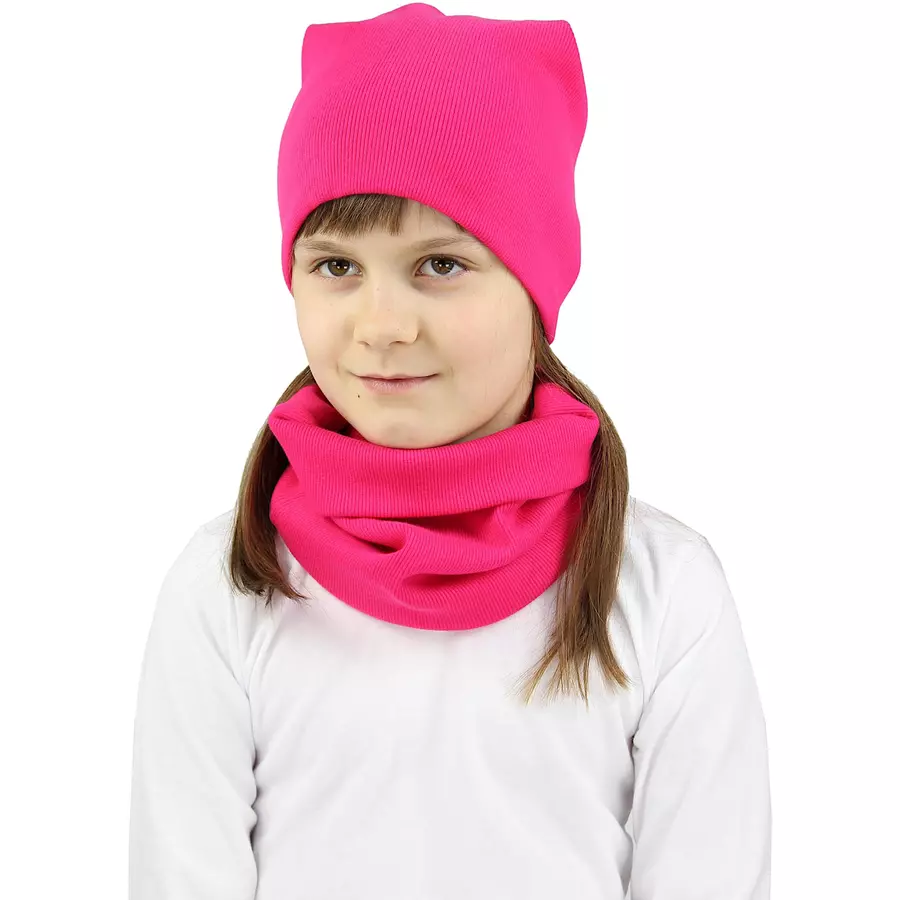 TupTam Unisex Kinder Beanie Mütze Schlauchschal Set fuchsia