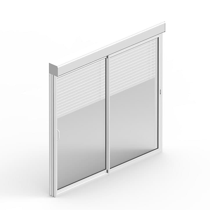Baie vitrée coulissante 200 x 240 aluminium blanche + volet roulant électrique