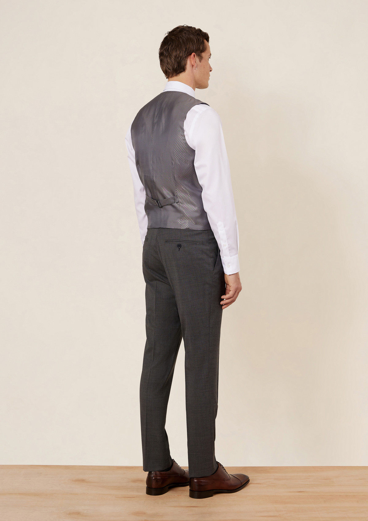 Pantalon voyage coordonnable en laine Marzotto unie grise