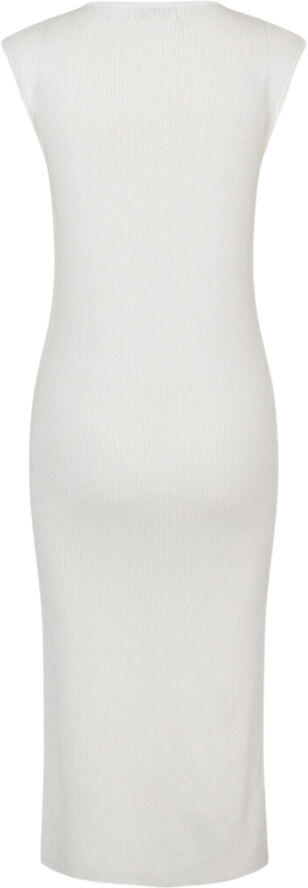 A-VIEW Rib midi slit dress White