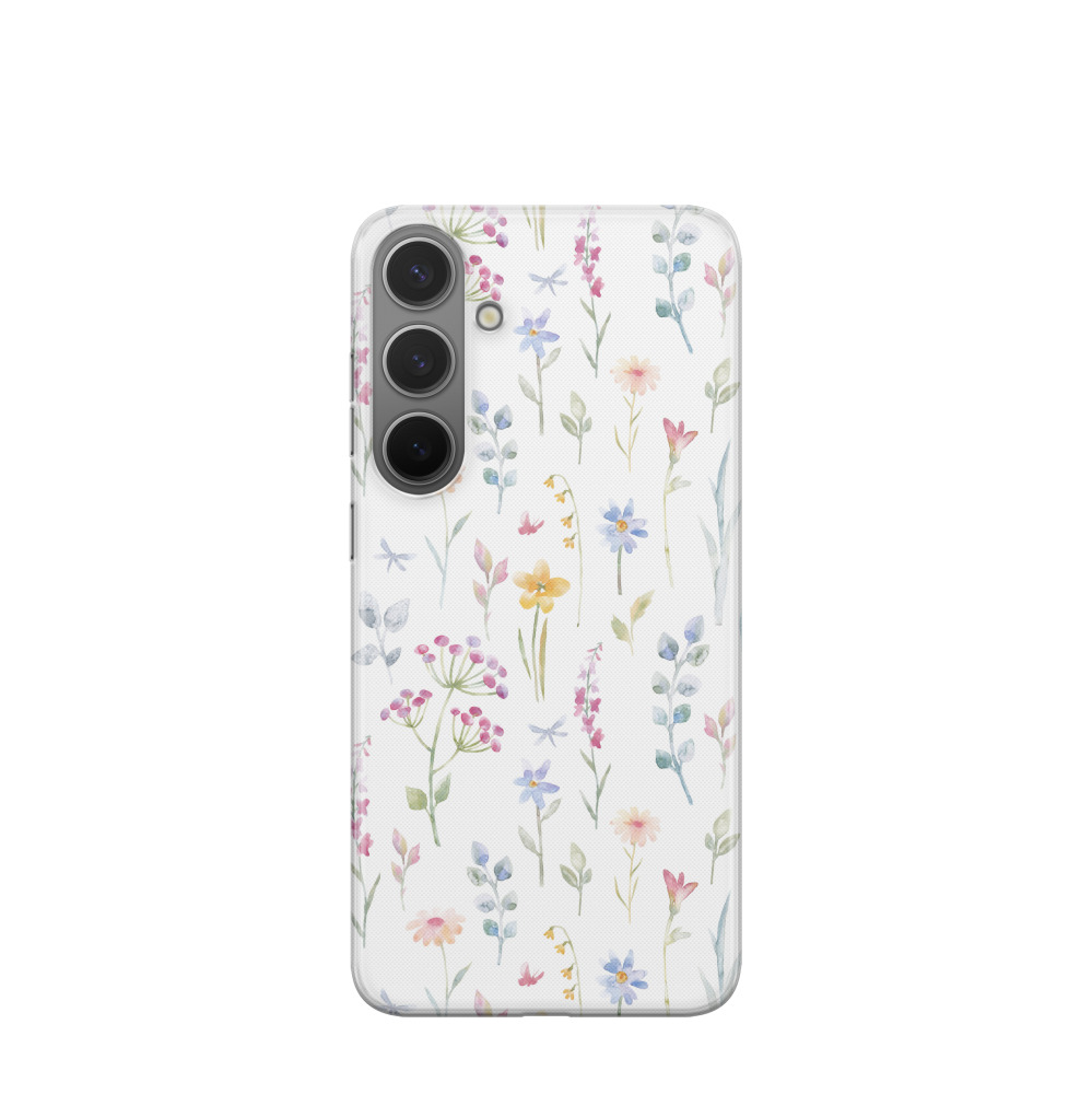 Samsung Galaxy S24 Plus Gummi Hülle Wiese im Aquarell - Weiss