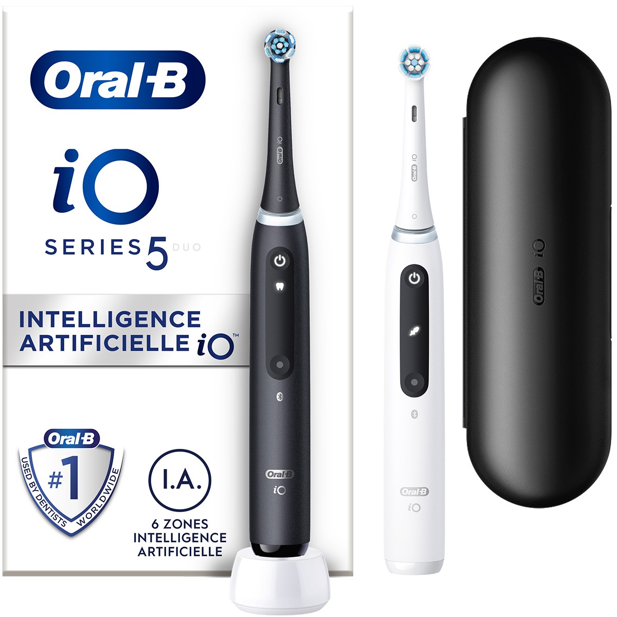 Brosse à dent électrique connectée Bluetooth - iO5 Duo Matt - Blanc & noir