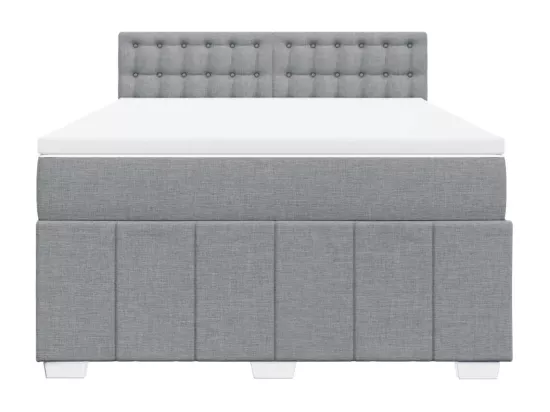 Sommier à lattes de lit avec matelas Gris clair 160x200cm Tissu