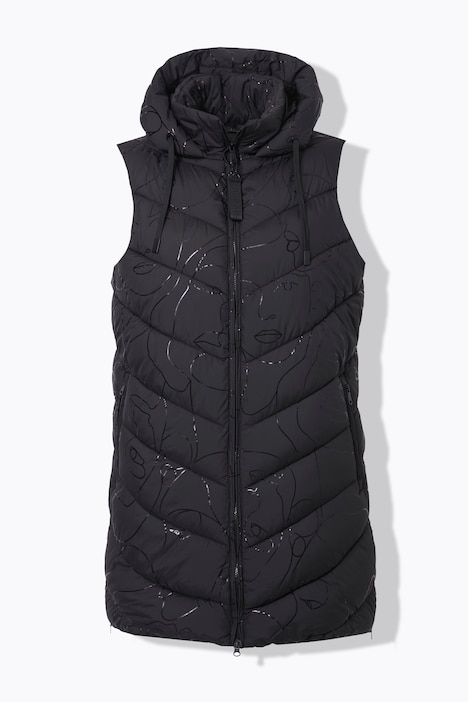 HYPRAR Long-Steppweste, Seiten-Zipper, Stehkragen, ärmellos