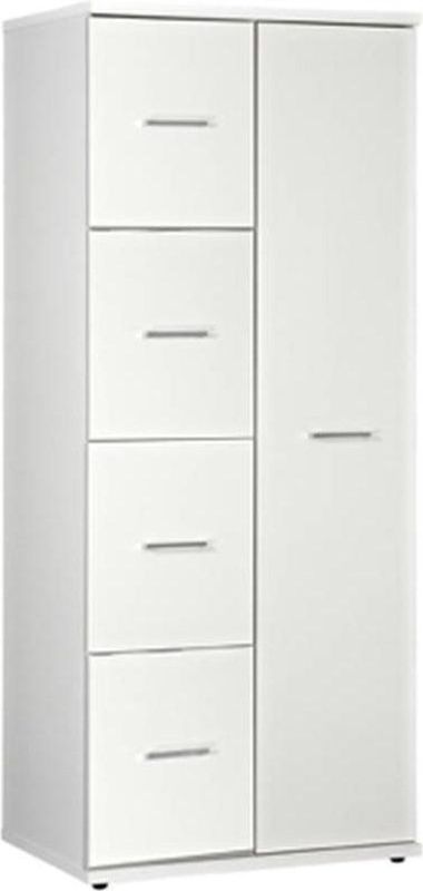 BEUK - Budel - Kledingkast - Wit - 1 Deur en 4 Fronten - 200 x 83 x 58 cm