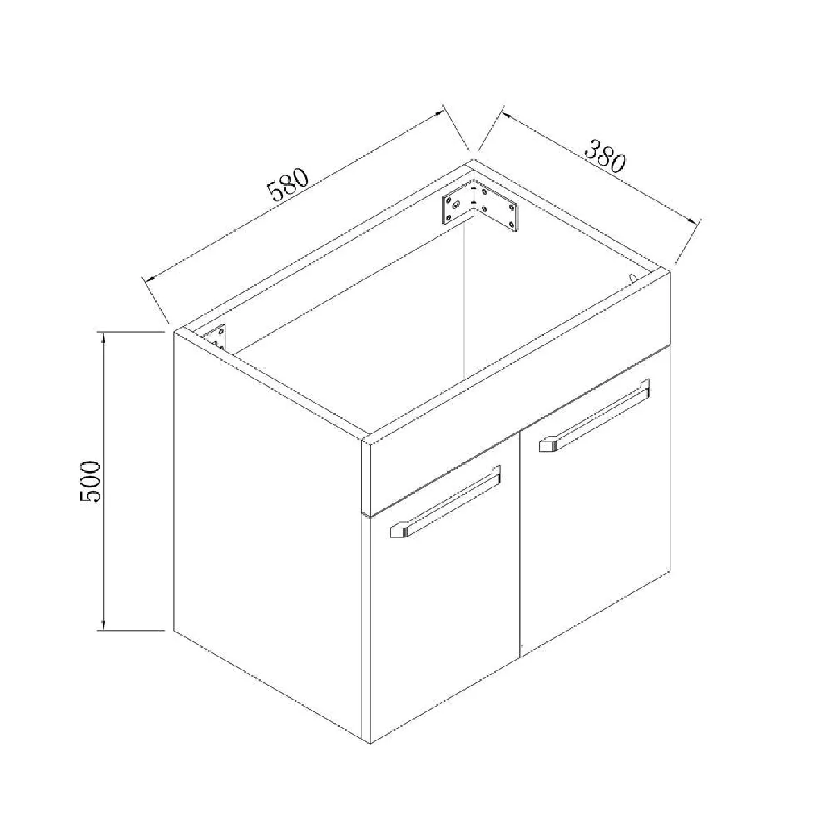 Meuble lave-mains suspendu - Chêne