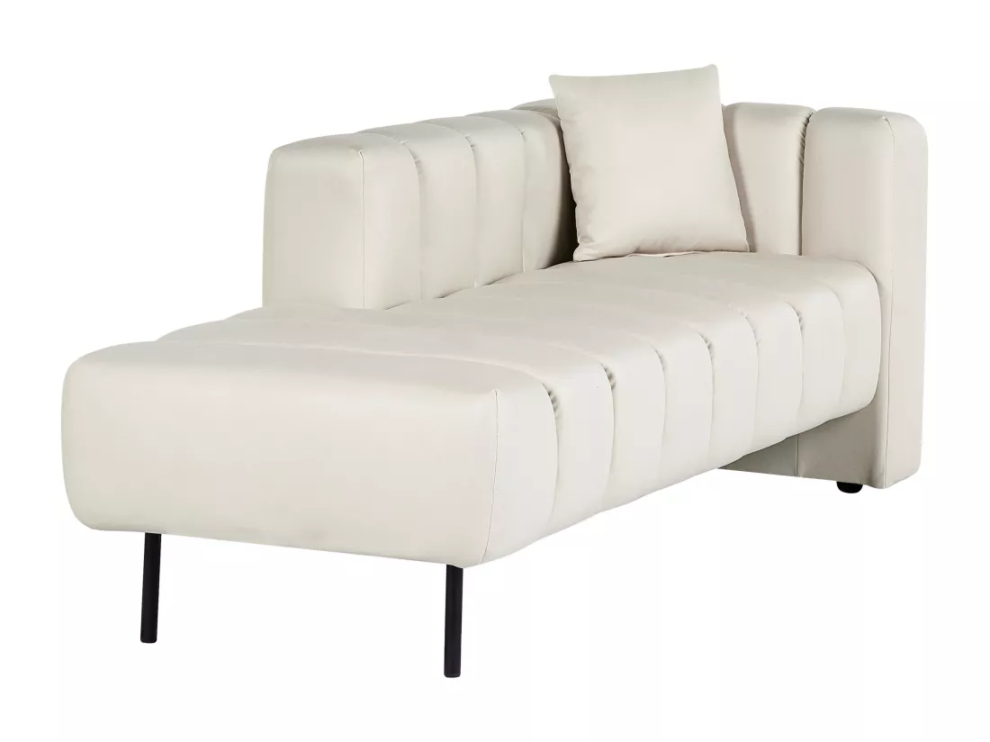 Chaise longue côté droit en similicuir vegan blanc cassé LANNILS