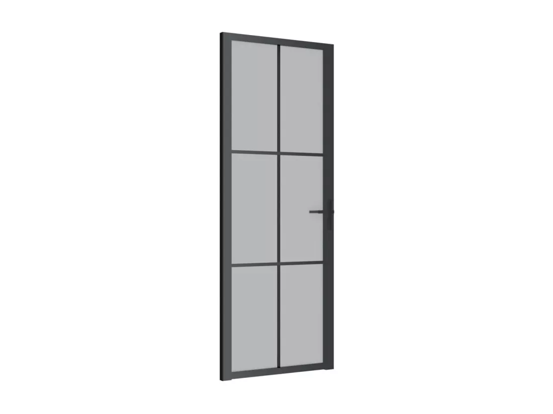 Porte intérieure 76x201,5 cm Noir Verre mat et aluminium