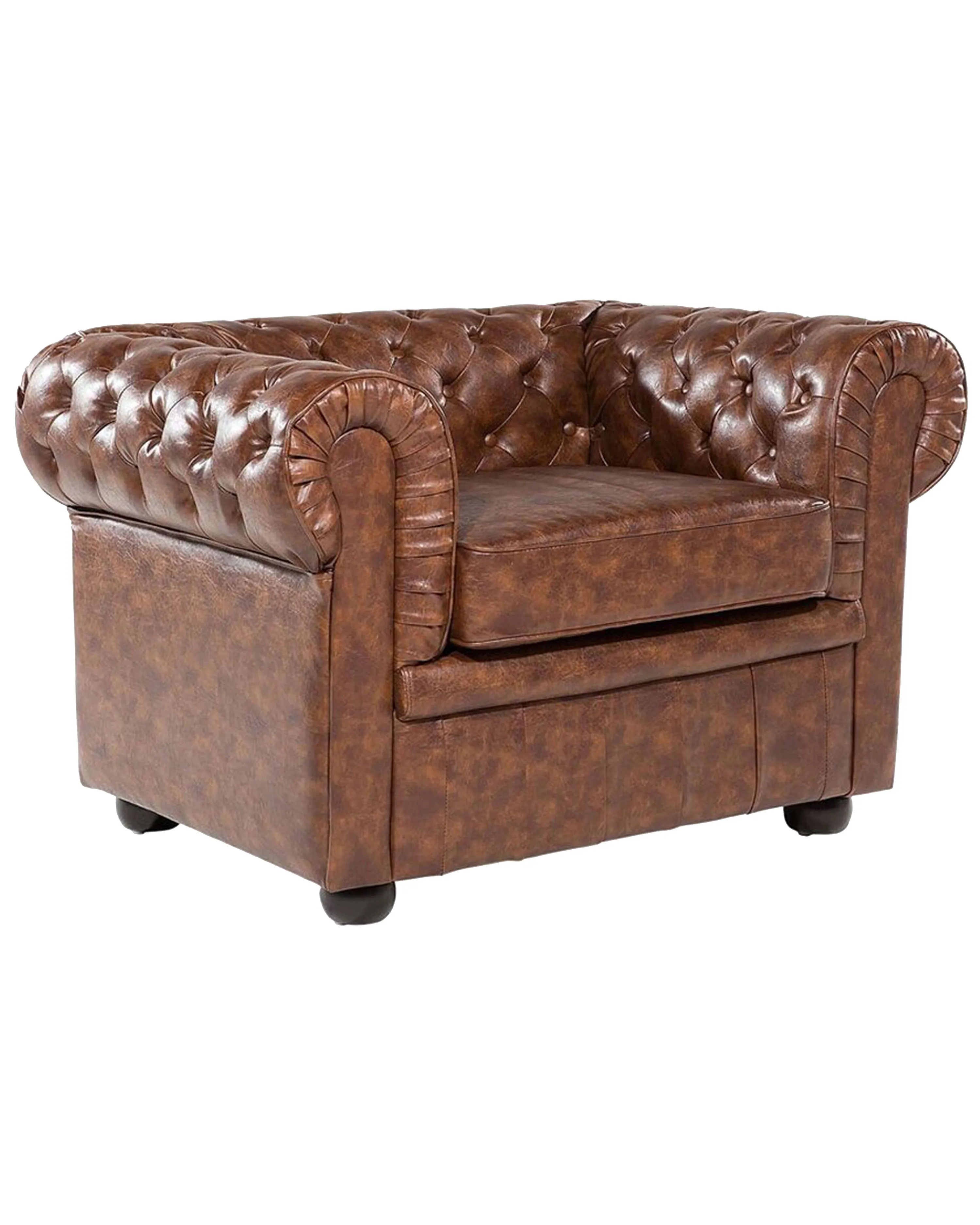 Fauteuil CHESTERFIELD Kunstleer Goudbruin