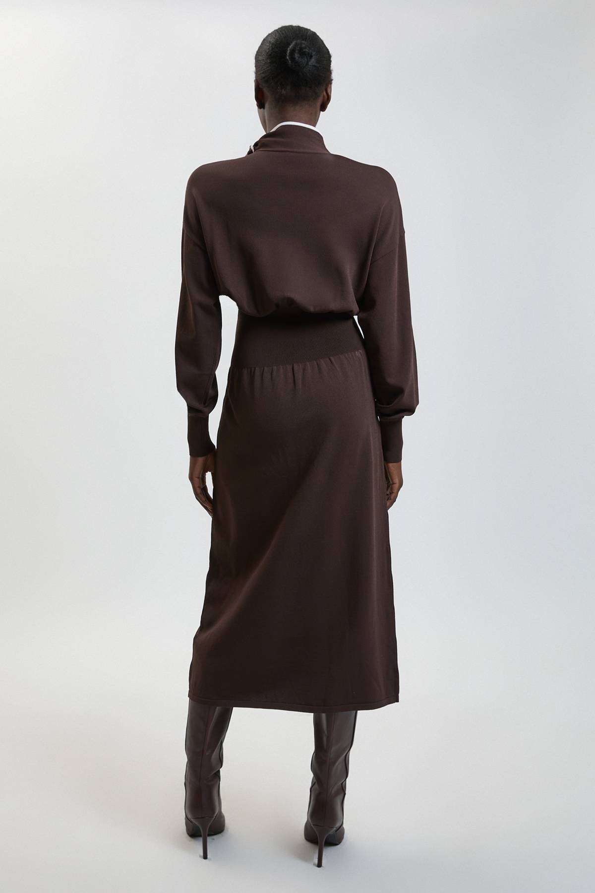 KarenMillen Robe Midi En Maille Avec Détail Cravate Au Col