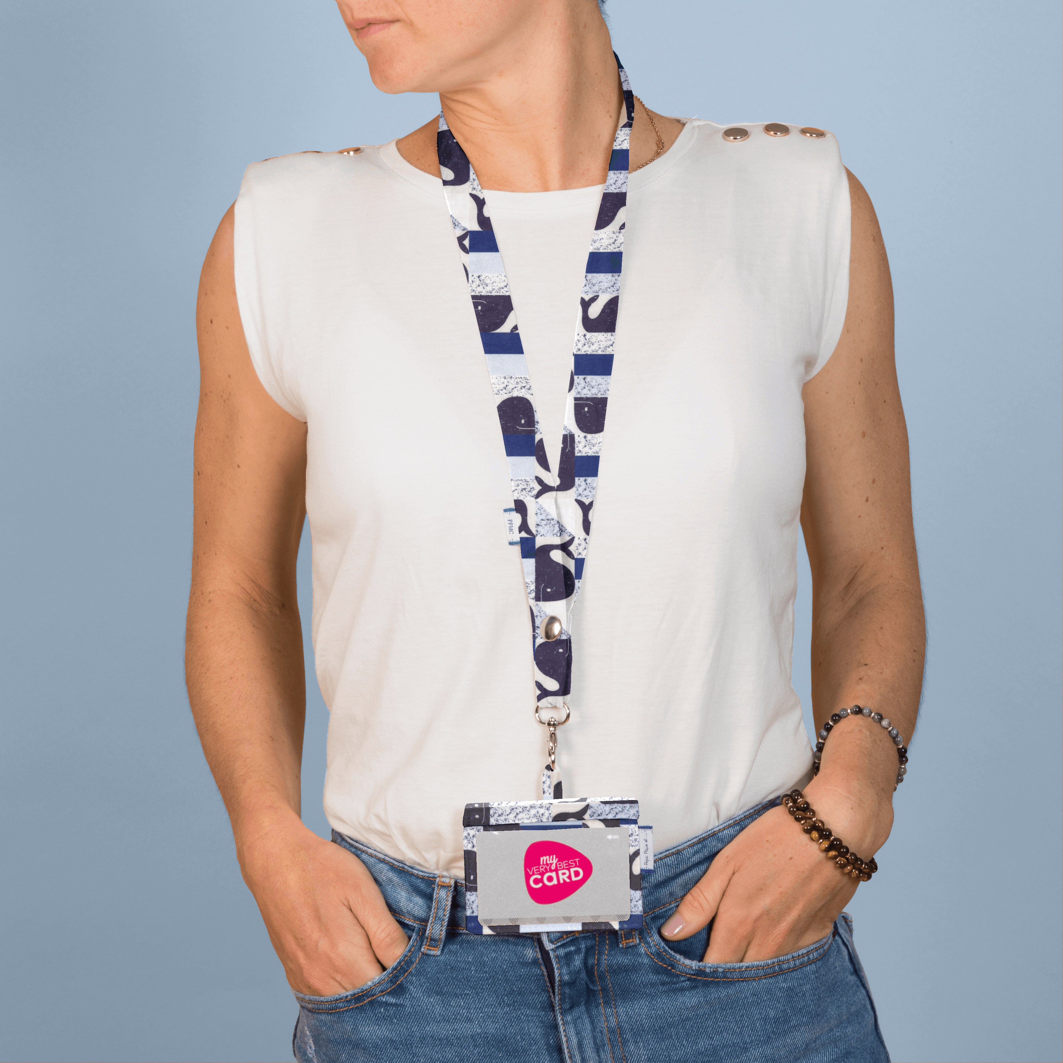 Porte Badge Baleino Bleu
