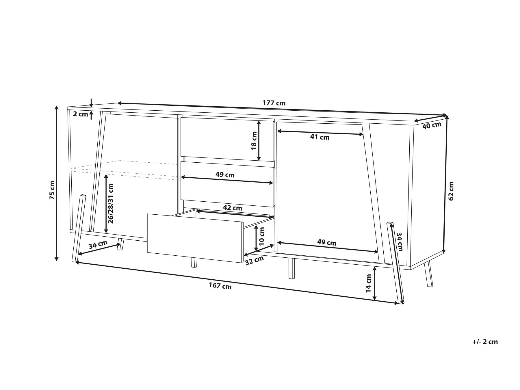 Dressoir met 2 deuren BLACKPOOL Grijs beton-effect