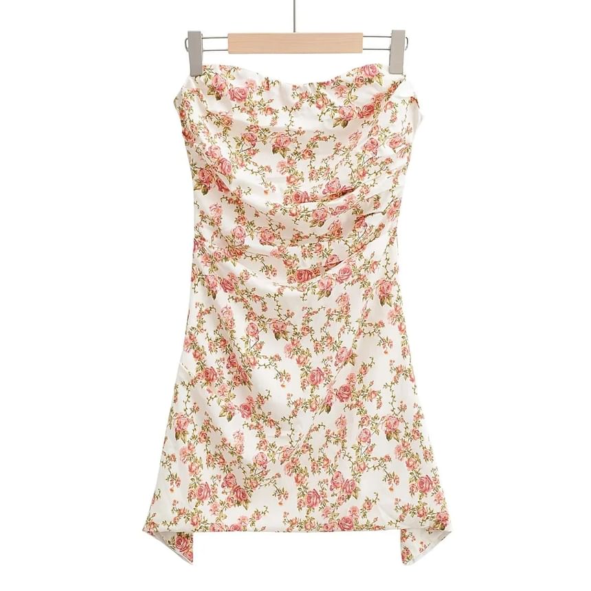 Asiris - Strapless satijnen mini-A-lijnjurk