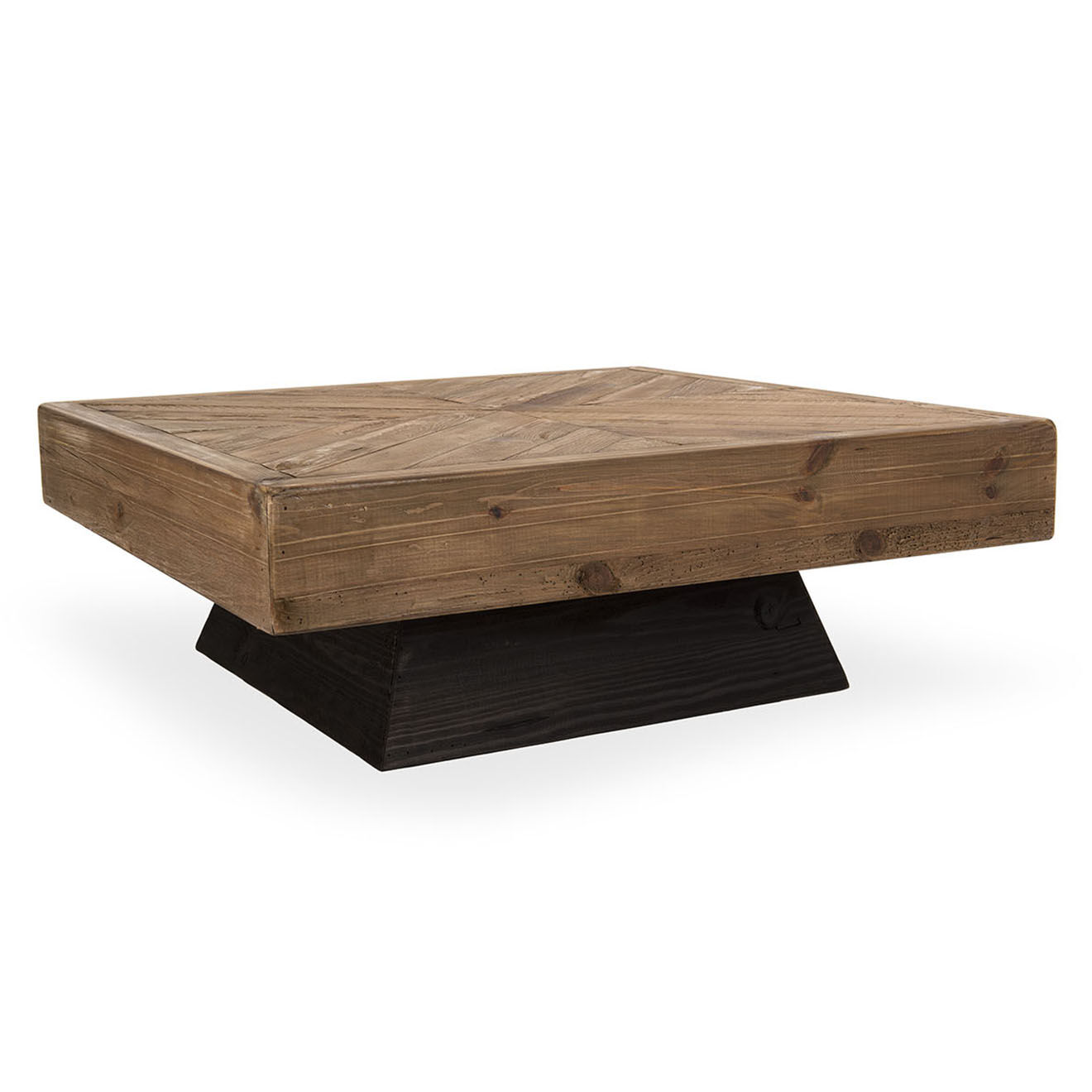 Macabane Table basse carrée bois Pin recyclé Andrian marron  - 99.5x99.5x35 cm