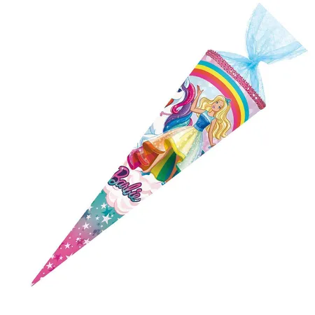 Nestler Schultüte Barbie Einhorn 70cm rund,Strassapplikation