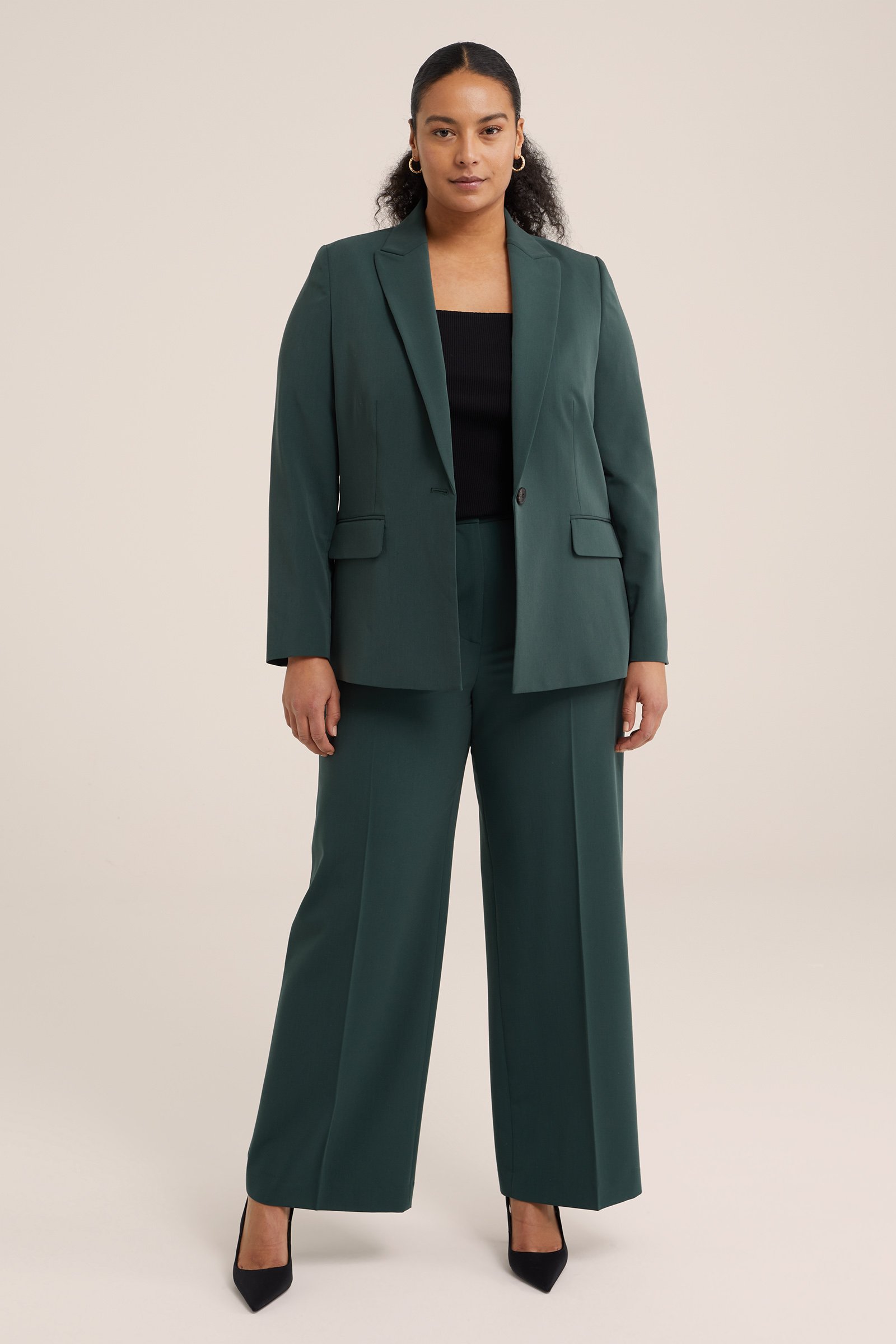 getailleerde blazer - Curve WE Fashion Donkergroen