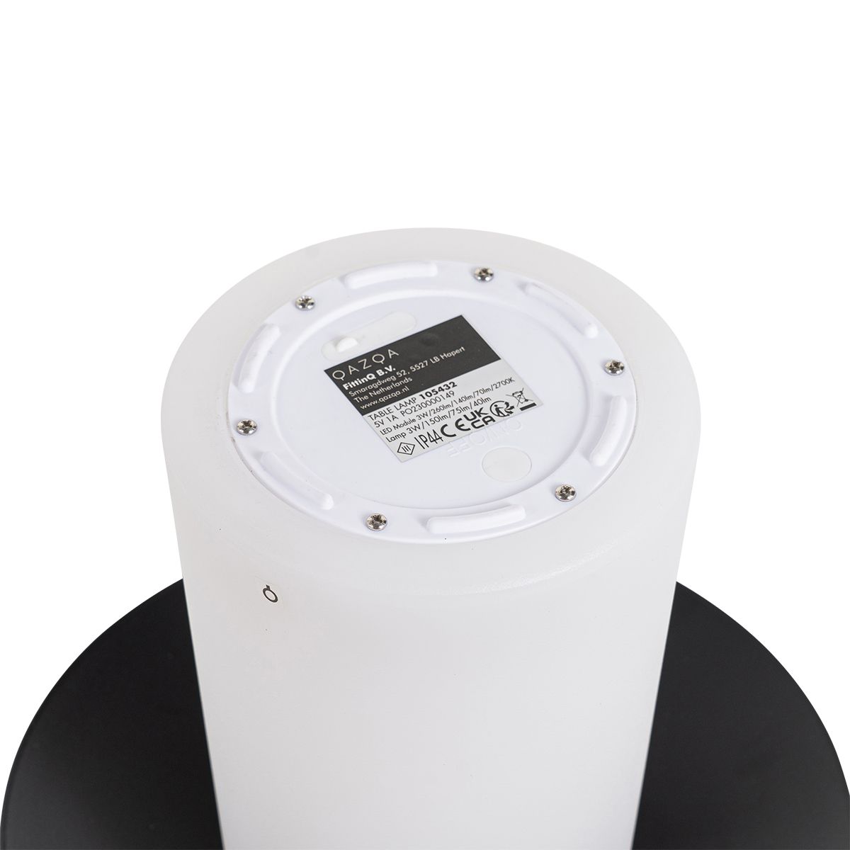 Set van 2 tafellampen mushroom zwart incl. LED oplaadbaar - Ivan