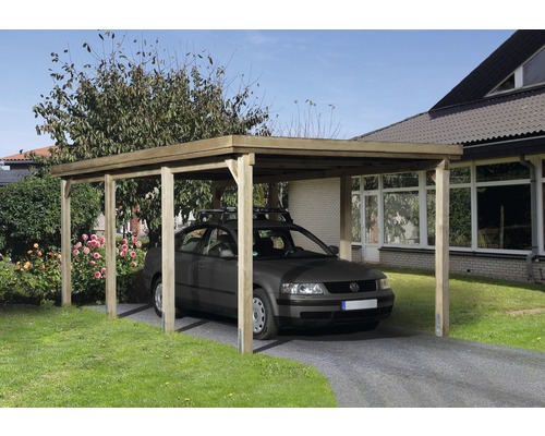 Enkele carport weka Optima 322x612 cm drukgeïmpregneerd