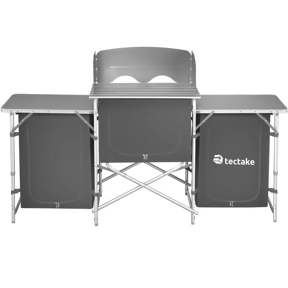 tectake - Campingkeuken 172x52x104cm, Grijs