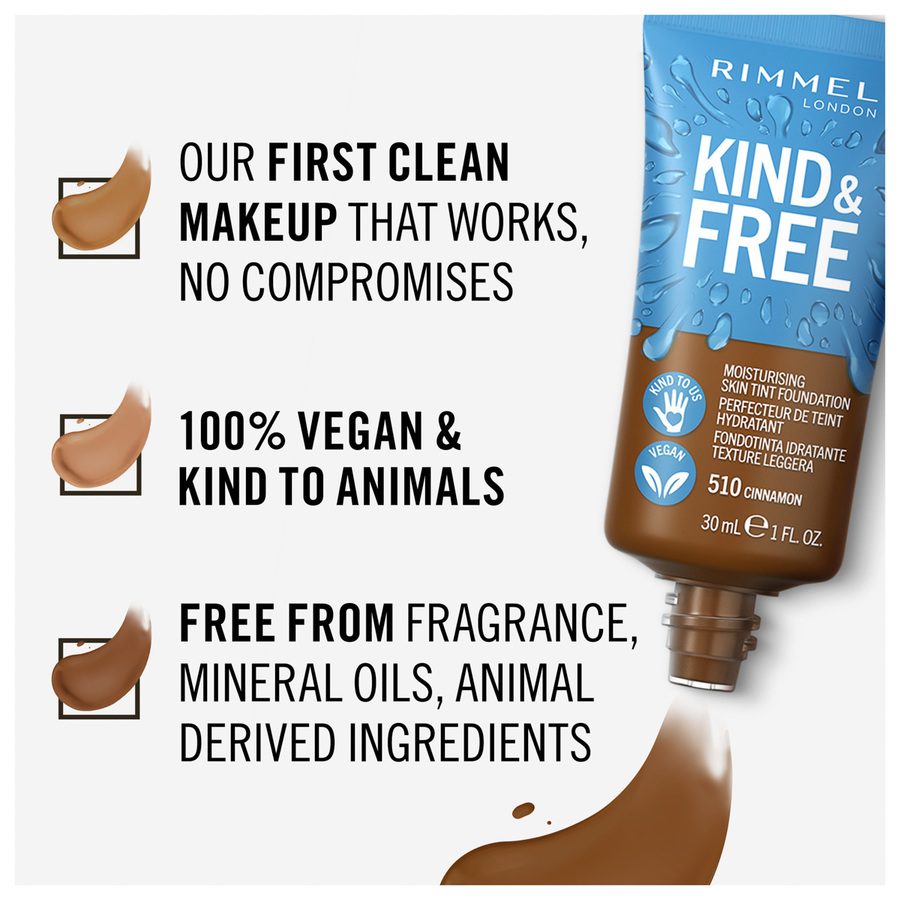 Rimmel London Kind & Free Moisturising Skin Tint Foundation 510 Cinnamon 30ml