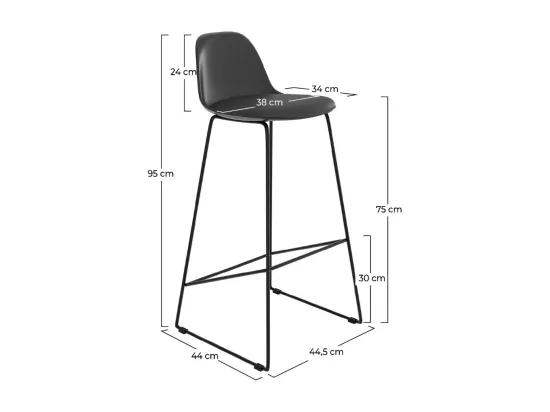 Lot de 2 chaises de bar noires 75 cm - Leni