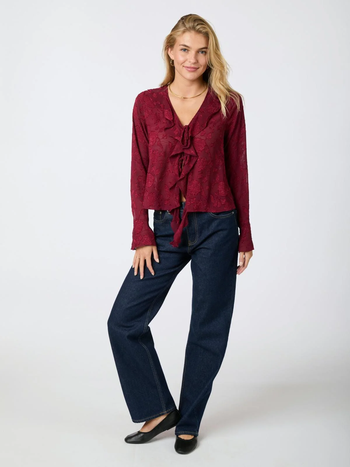 Neo Noir Anika Burnout Blouse burgundy