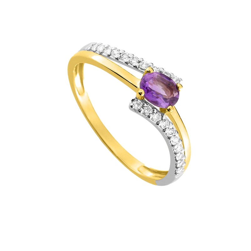 Bague femme - améthyste - Or 18 Carats