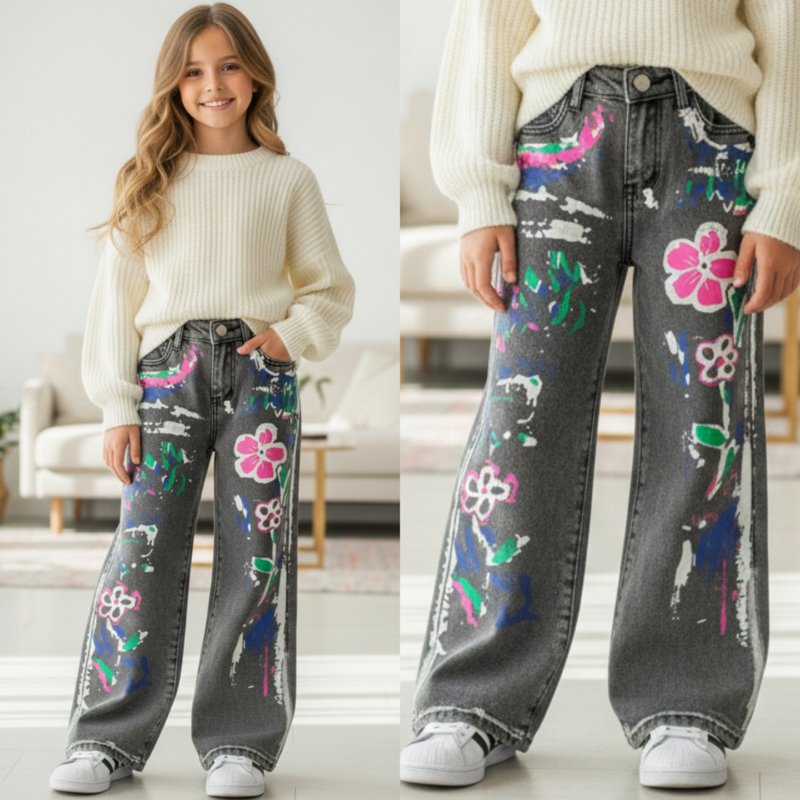 Paint splash denim - grijs