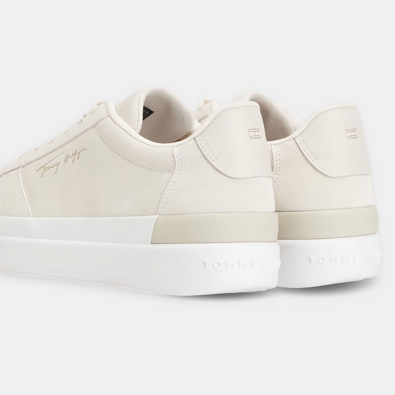 Tommy Hilfiger Baskets en Velours de Cuir Signature beiges