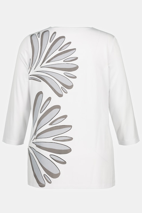 Slinkyshirt, florales Muster, V-Ausschnitt, 3/4Arm