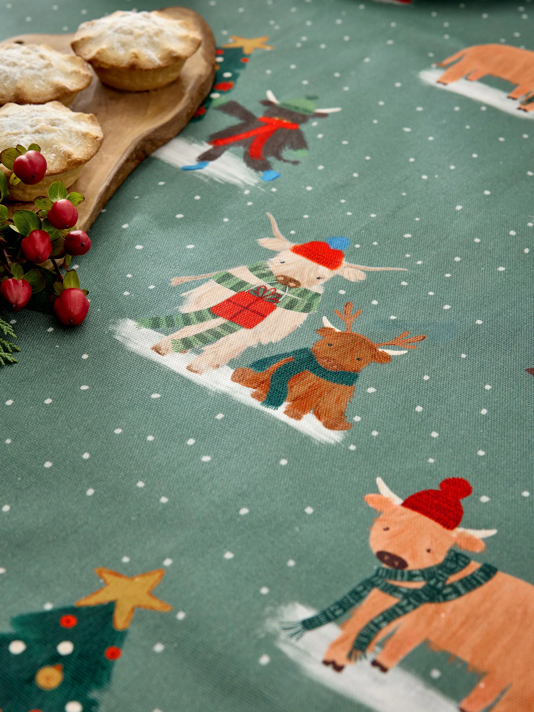 Kerstmis Hamish The Highland Cow Afwasbaar Tafellaken