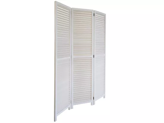 Paravent 3 panneaux blanc bois blanche 120 x 2 x 170 cm PAR06020