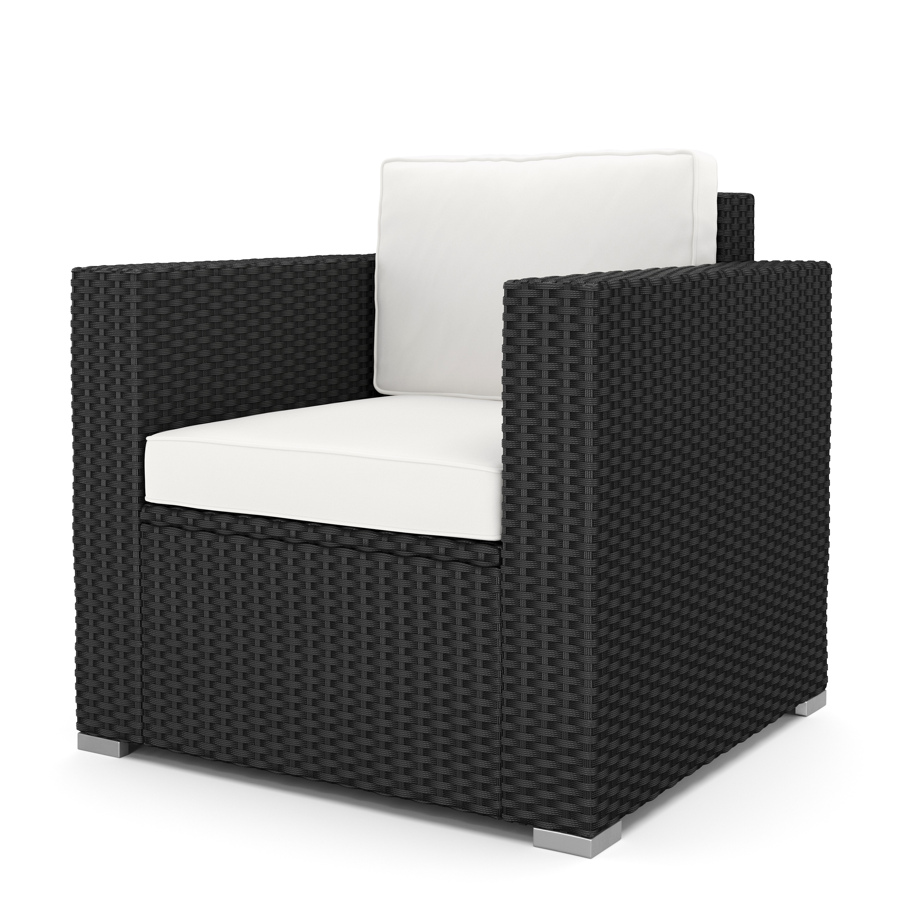 Rattanlounge VENEZIA schwarz/weiss