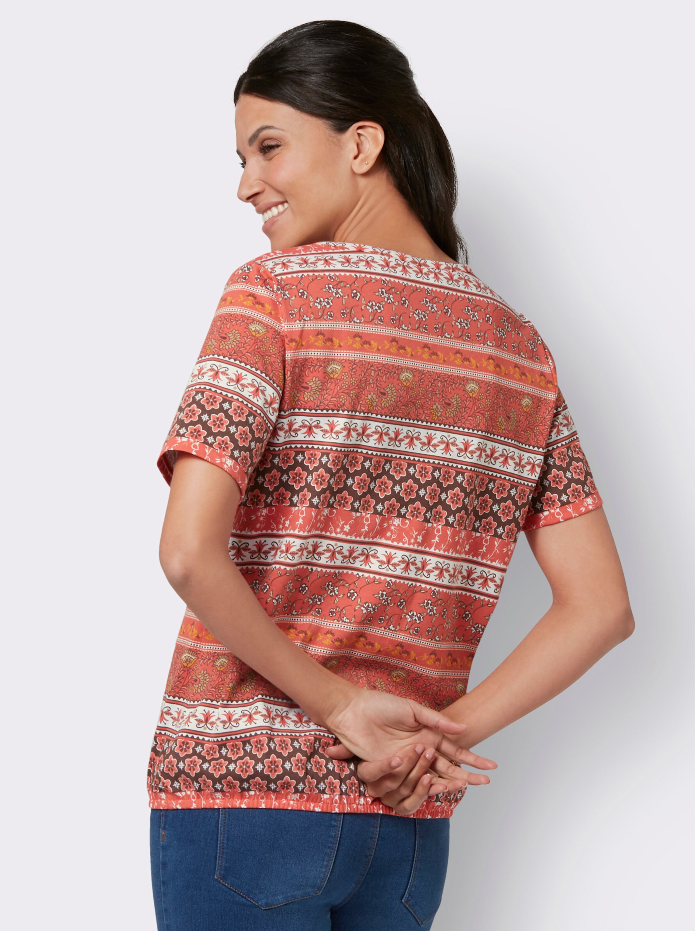Kurzarmshirt mit elastischem Saum