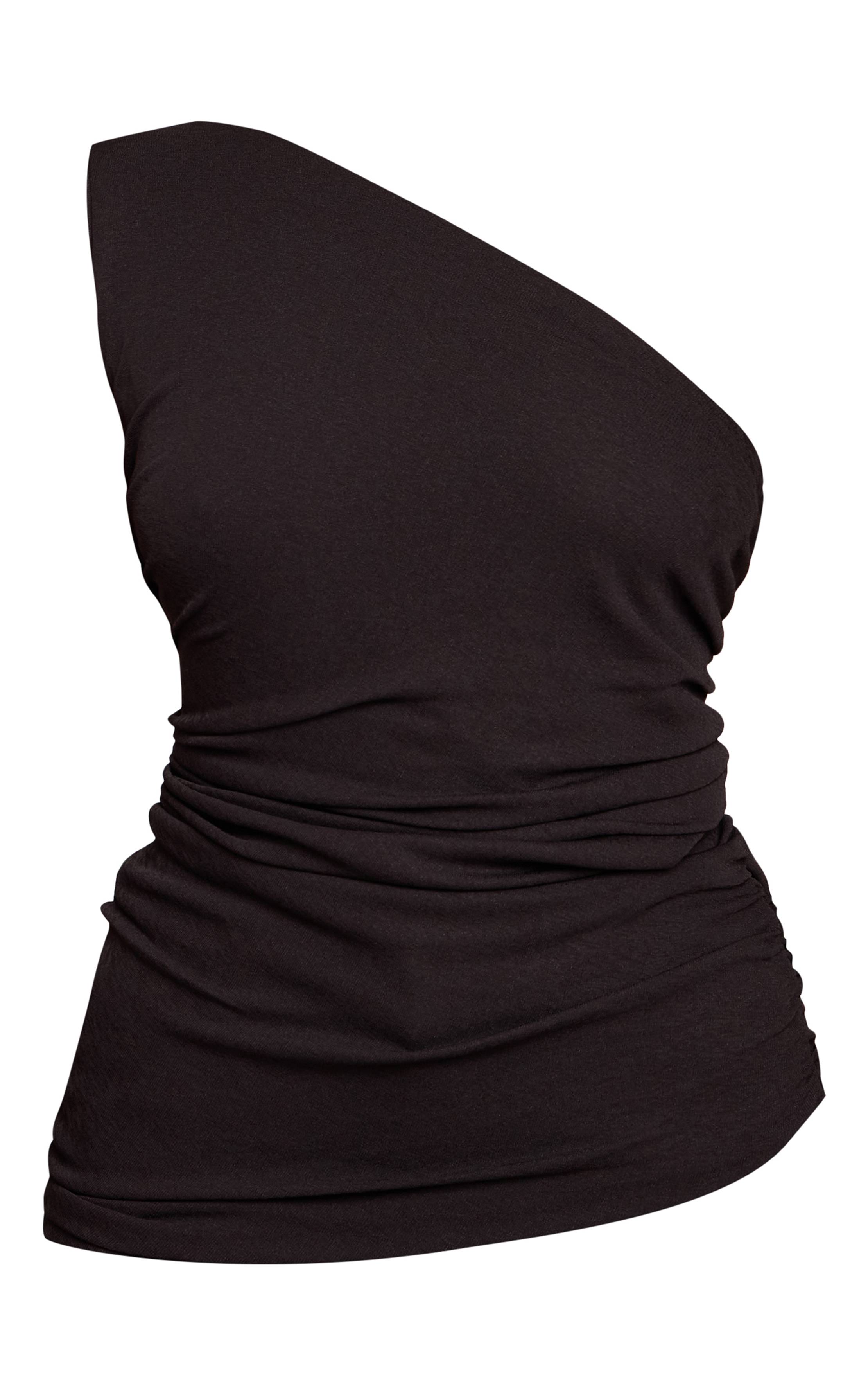Noir Haut En Mesh Dévoré Double Couche Avec Détails Froncés Extrêmes