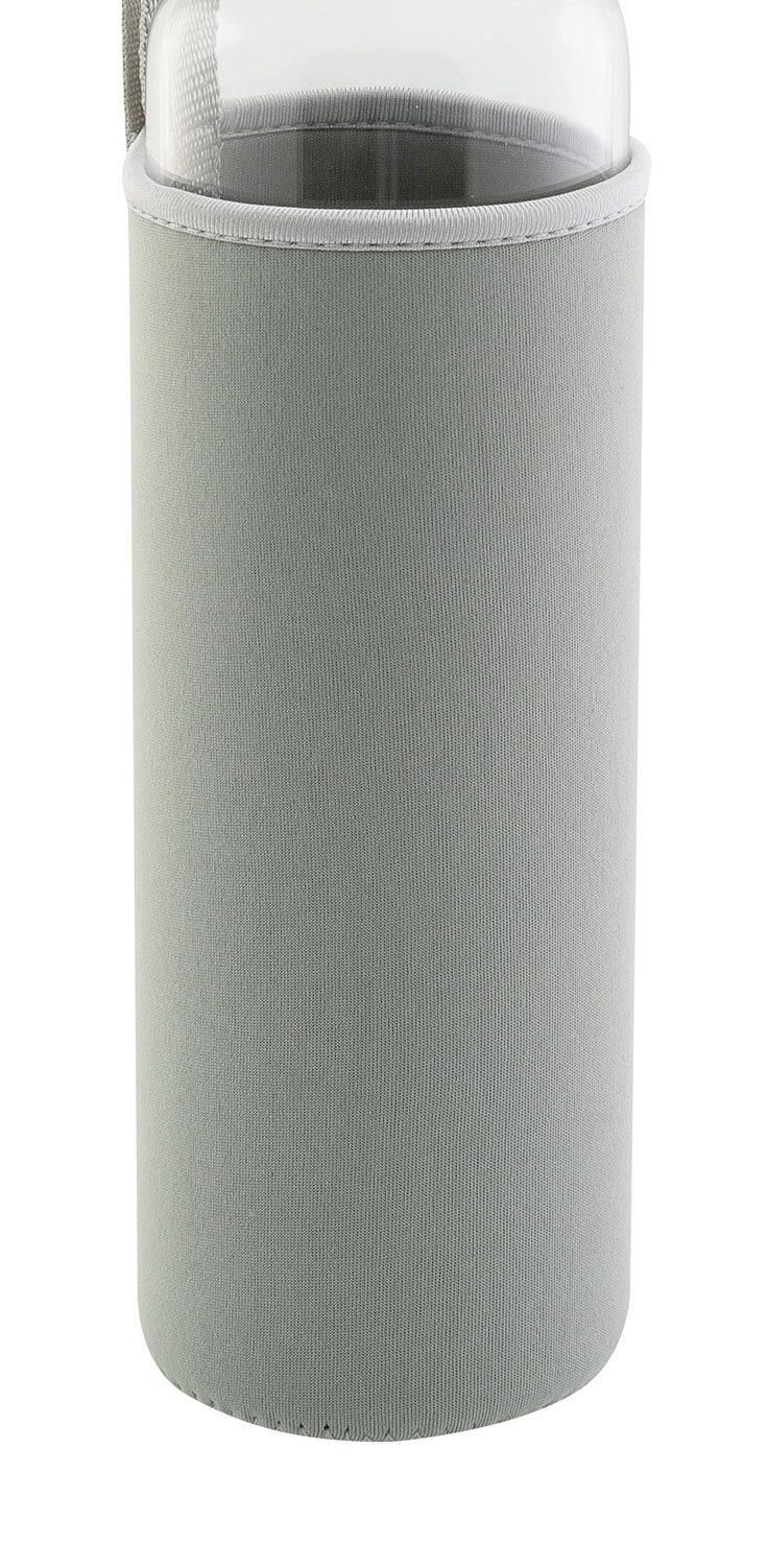 Trinkflasche mit Thermohülle 500ml Neopren grau/Borosilikatglas
