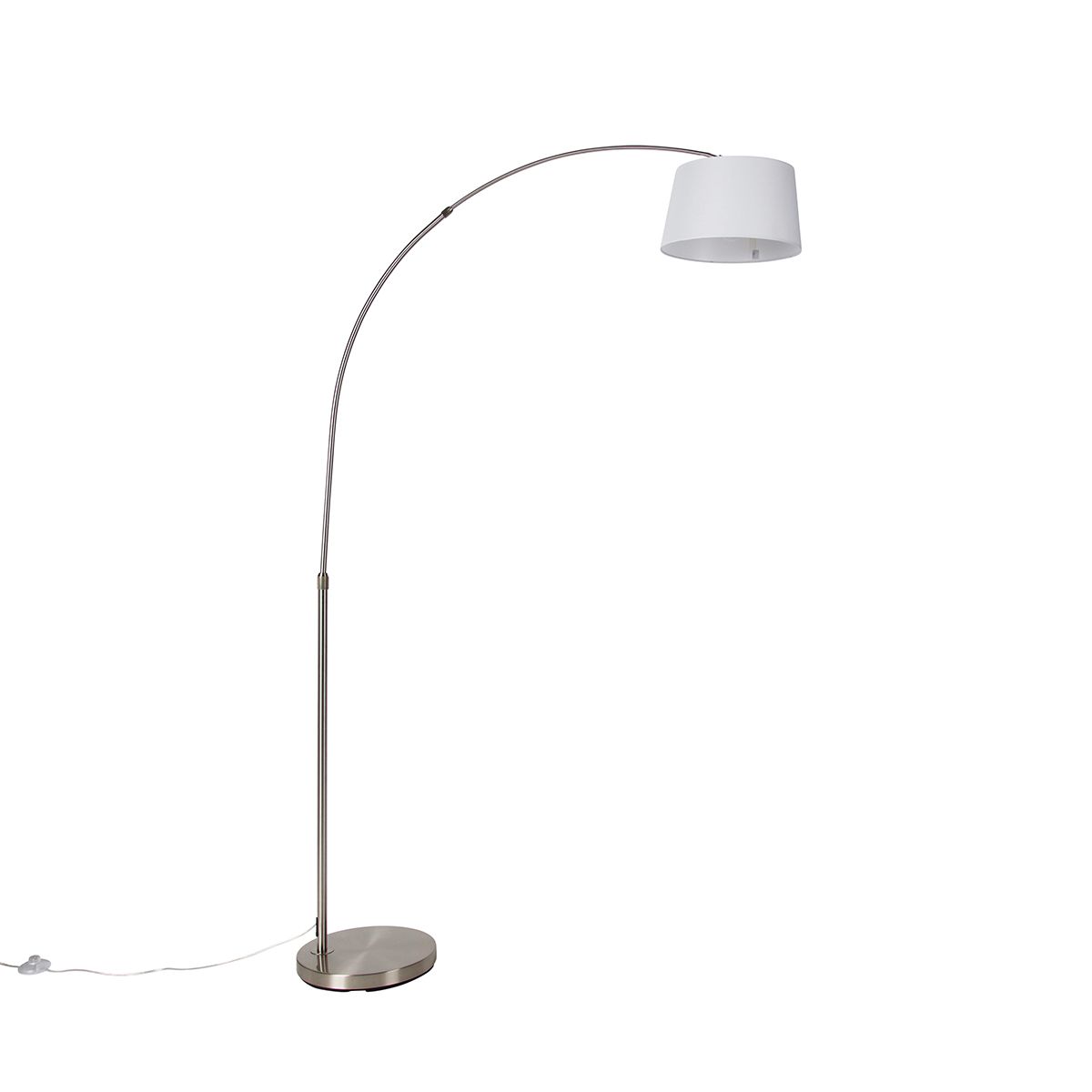 Smart booglamp staal met witte stoffen kap incl. Wifi A60 - Arc Basic