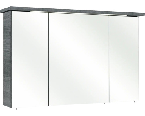 Pelipal Quickset 328 badkamermeubelset, BxHxD 145 x 200 x 39 cm, grafiet getextureerde fronten (horizontaal patroon), met mineraal gegoten wastafel en hoge kast 328.120003