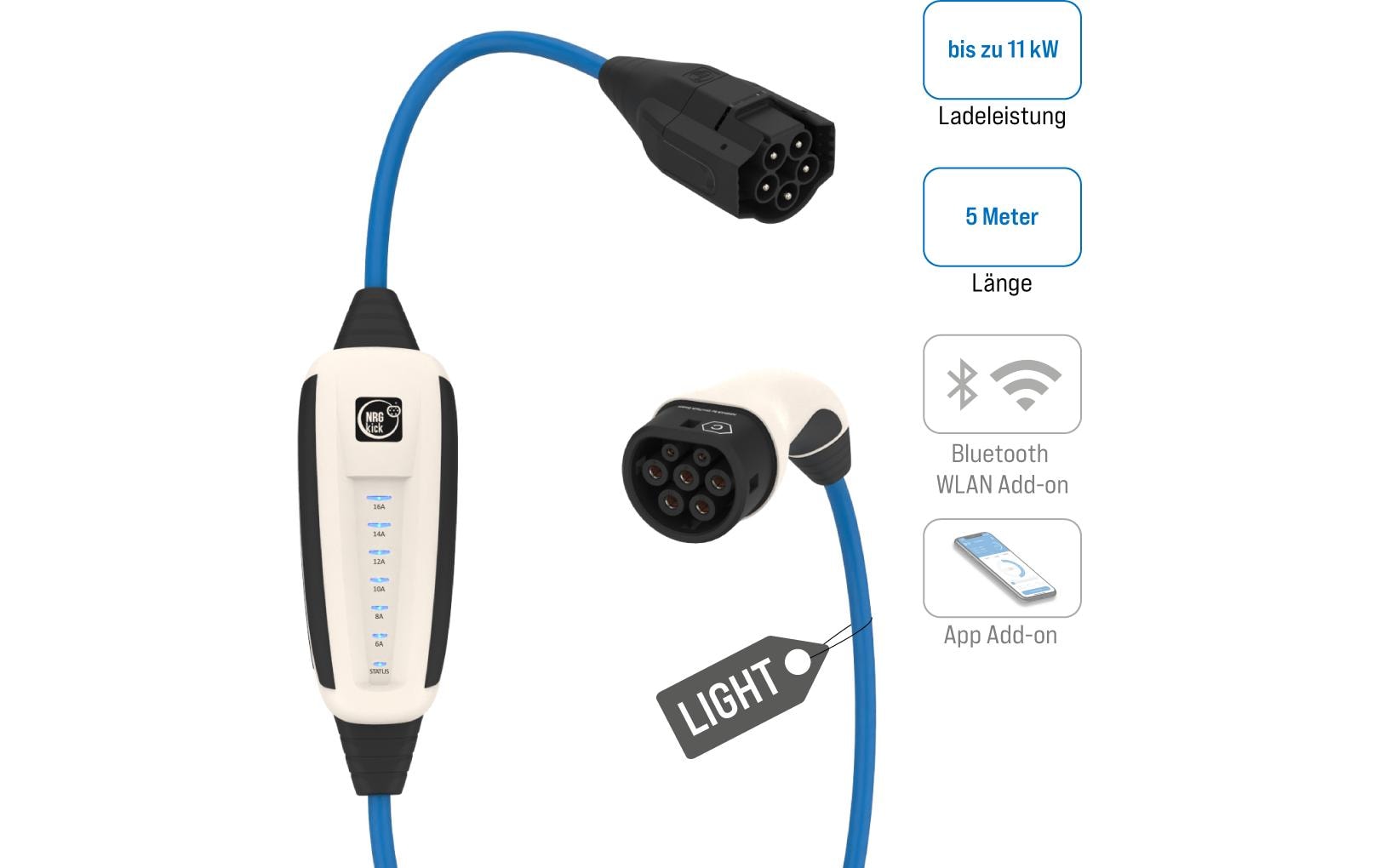 Mobile Ladestation Pure light 16A 5m<br>Die intelligente Ladeeinheit