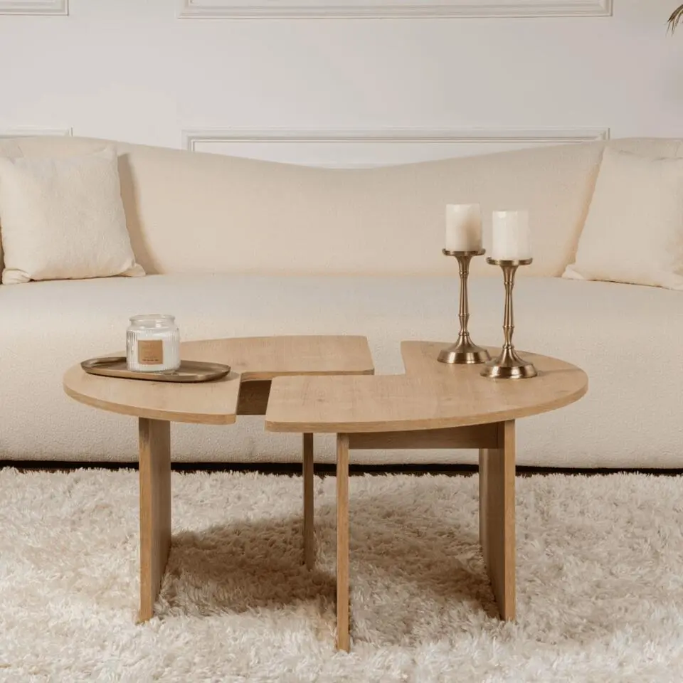 CALICOSY - Set van 2 salontafels MOIRA - 90x90x41 cm