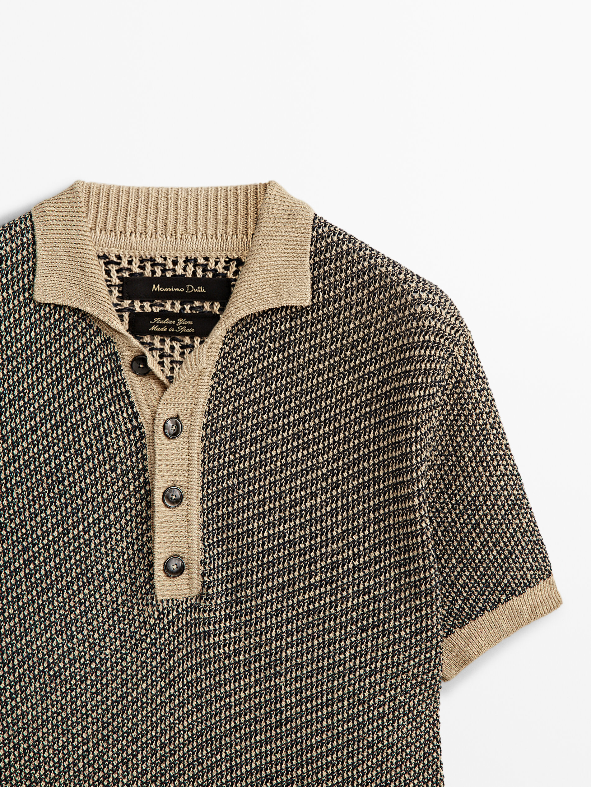 Polo de linho jacquard de edição limitada - BEGE