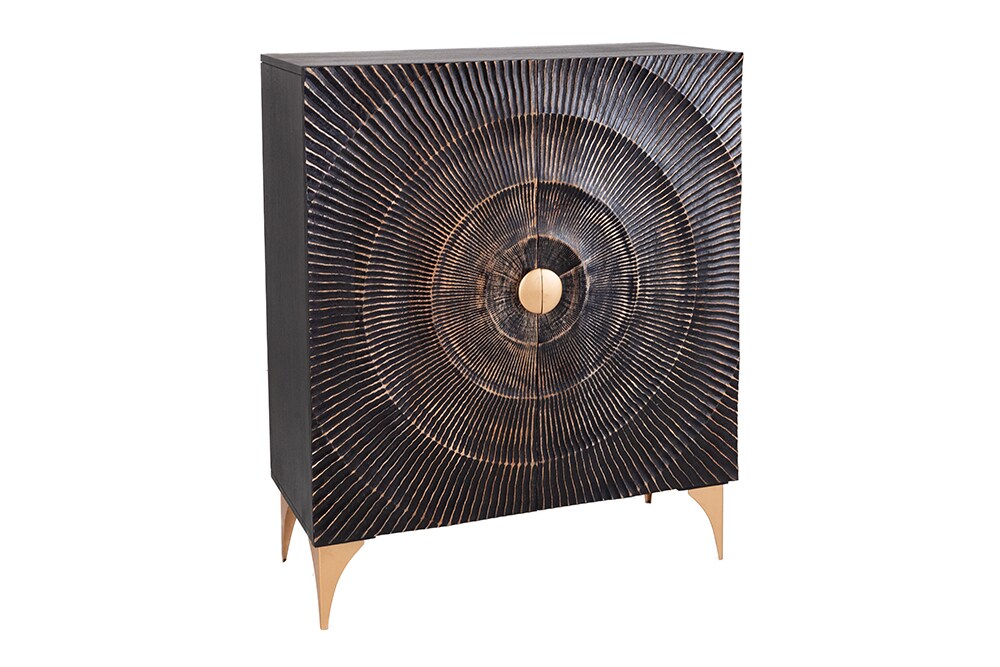 riess-ambiente Highboard GOLDEN SUNSET - 120cm schwarz / gold handgearbeitet Mangoholz