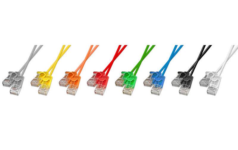 Slimpatchkabel RJ-45 - RJ-45, Cat 6, UTP, 2 m, BlauLightpatchkabel rund, ungeschirmtes Twisted-Pair-Kabel (U/UTP) mit Klinkenschutz