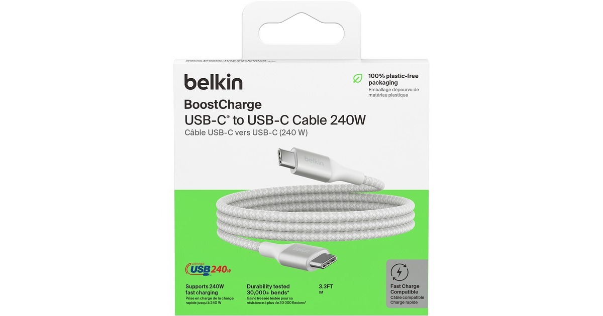 BelkinBoostCharge USB-C > USB-C kabel  (Wit, 1 meter, 240 W)
