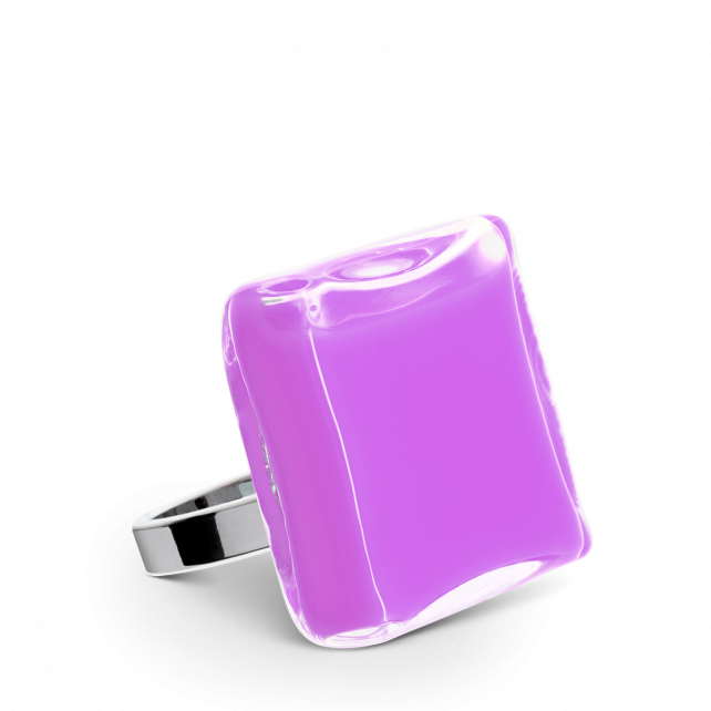 Bague en verre soufflé - Carré Medium Milk