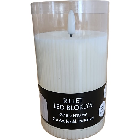 Windsor rillet LED bloklys 7,5x10 cm - hvid