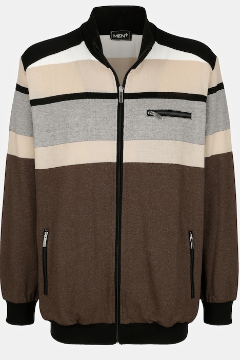 Men+ Sweatjacke, Ringel, Zipper, bis 80/82