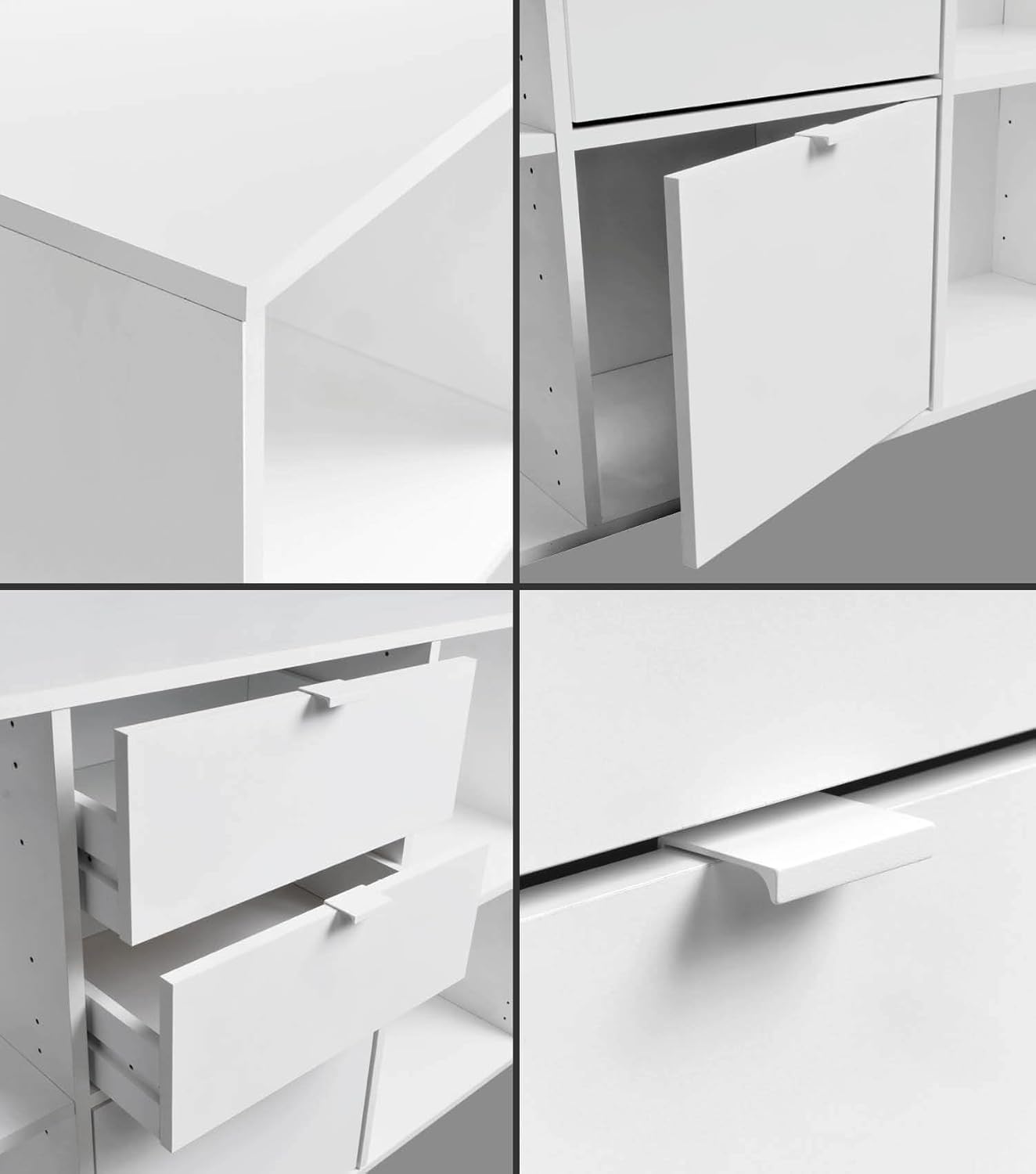 mokebo Eckschreibtisch klein in Weiß mit Stauraum 'Der Produktive', auch als Schreibtisch, Computertisch oder Arbeitstisch im Büro, Kinderschreibtisch oder Gaming Tisch in 112x77x54 (B/H/T in cm)
